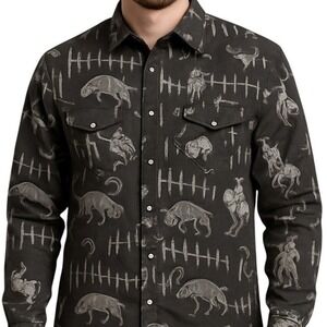 Rock & Roll Denim Vintage 46 Western Pearl Snap Shirt XL‎ Black Buffalo Rodeo